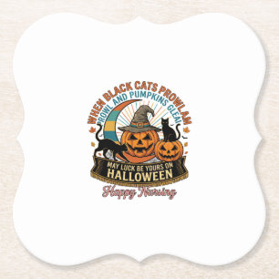 Halloween Glückliche Stillende Schwarze Katzen Kür Untersetzer