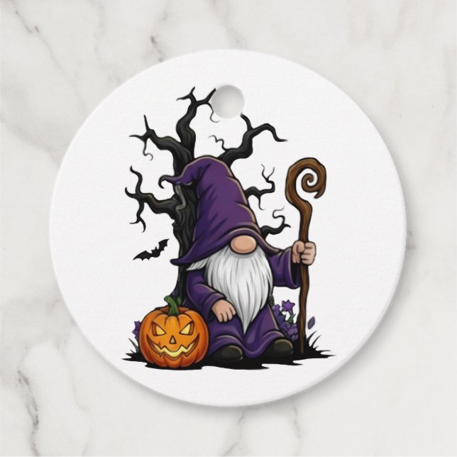 Halloween-Gnom-Gunstbeutel-Tags Geschenkanhänger (Vorderseite)