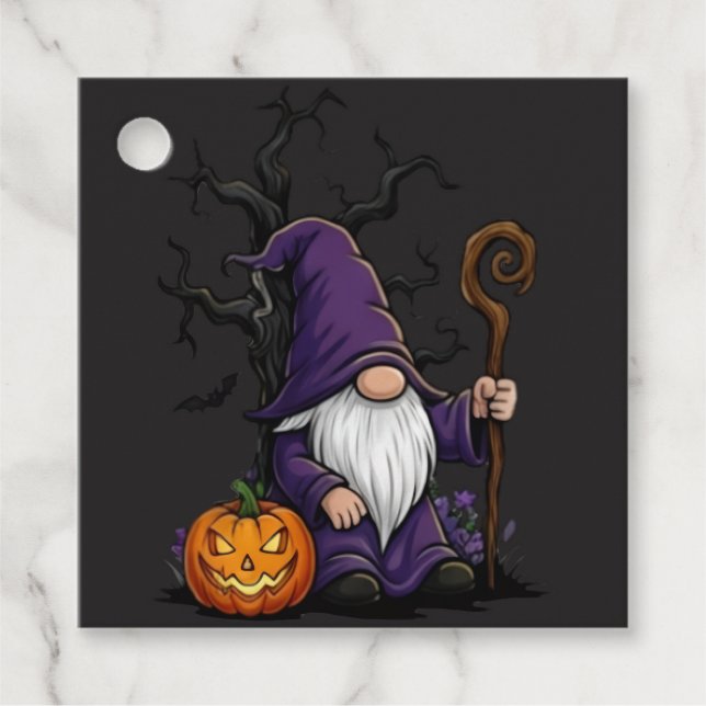 Halloween-Gnom-Gunstbeutel-Tags Geschenkanhänger (Vorderseite)