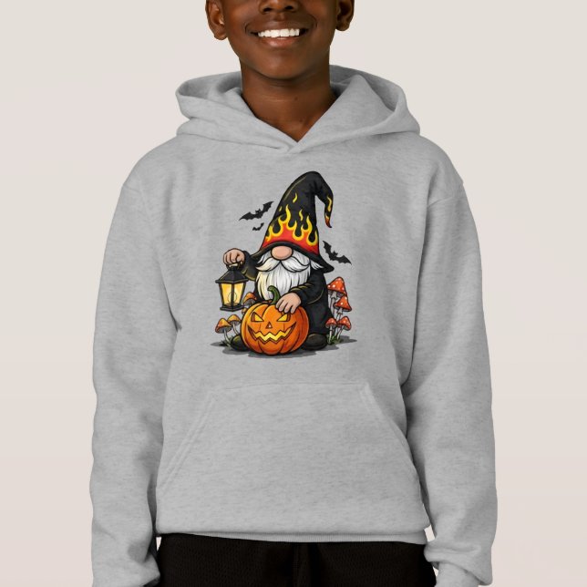 Halloween-Gnom-Kinder-Pullover-Kapuzenpullover Hoodie (Vorderseite)