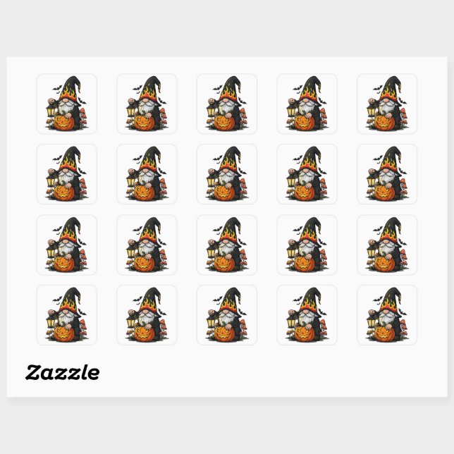 Halloween-Gnom-Sticker Quadratischer Aufkleber (Blatt)