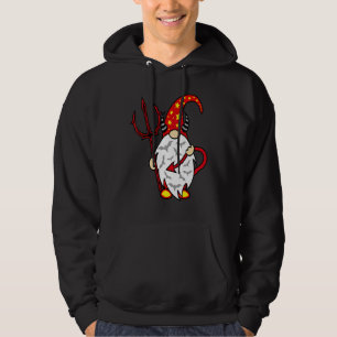 Halloween-Gnom-Teufel mit Dreizack und langem Teuf Hoodie