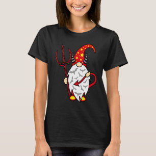 Halloween-Gnom-Teufel mit Dreizack und langem Teuf T-Shirt