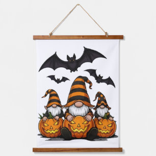 Halloween-Gnom-Zimmerdecke mit Holzrand Wandteppich Mit Holzrahmen