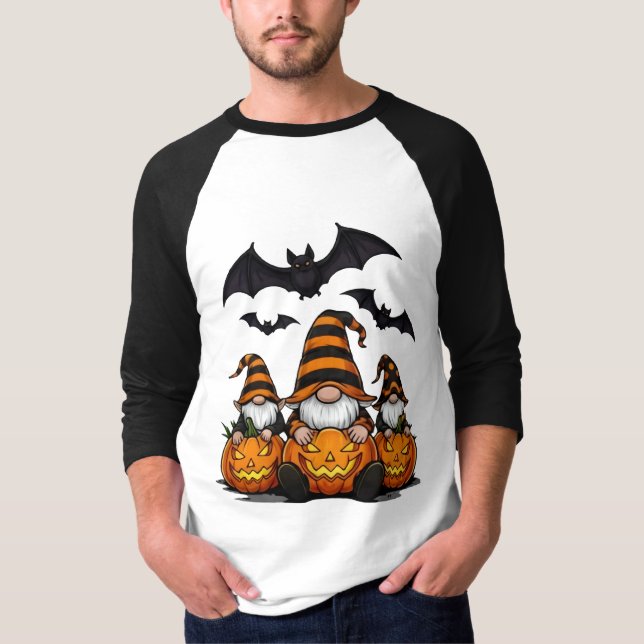 Halloween Gnome 3/4 Sleeve Raglan T-Shirt (Vorderseite)