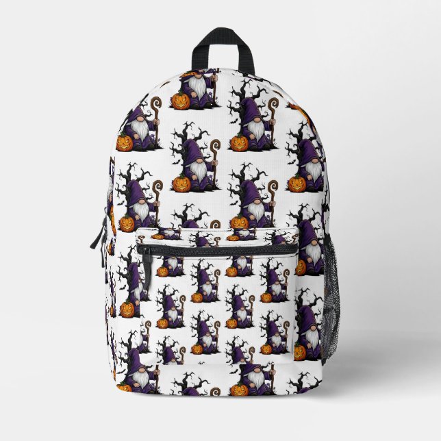 Halloween Gnome Backpack Bedruckter Rucksack (Vorderseite)