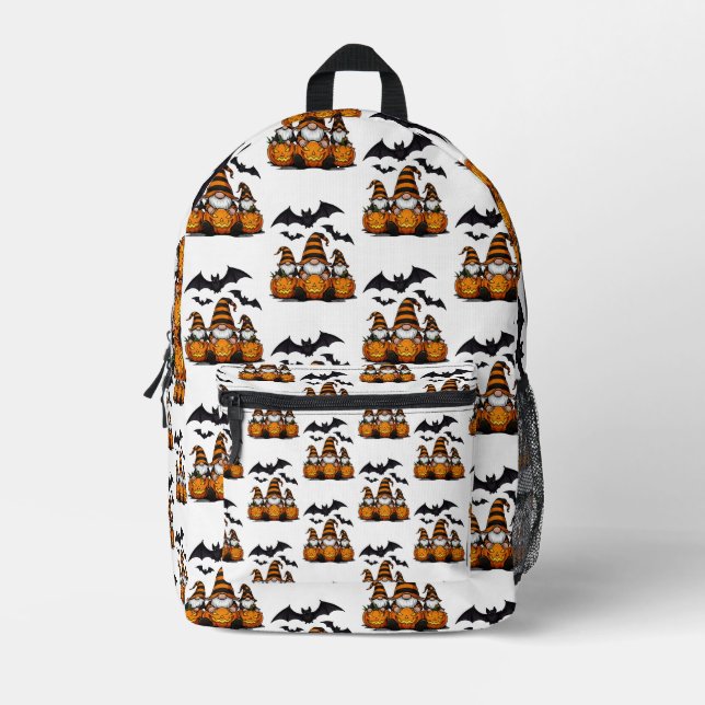 Halloween Gnome Backpack Bedruckter Rucksack (Vorderseite)