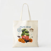 Halloween Gnome Bat Candy Tote Bag
