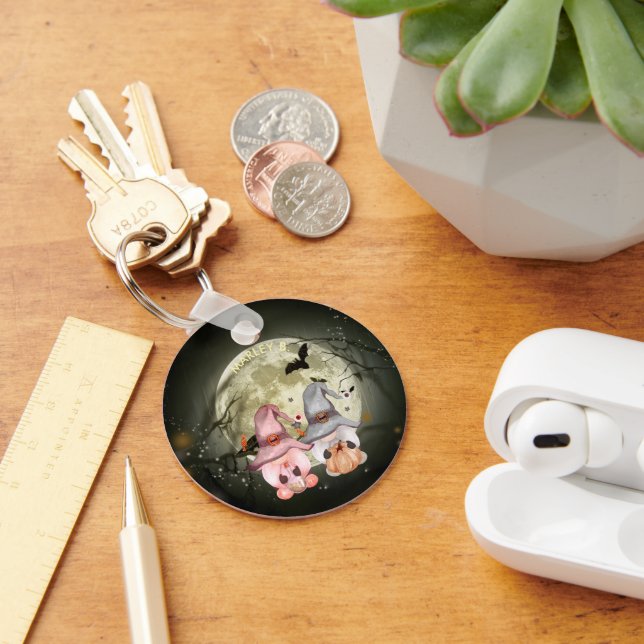 Halloween Gnome Couple Full Moon Schlüsselanhänger (Schreibtisch)