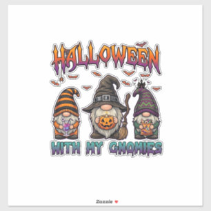 Halloween-Gnome Drei Gnome Hexenhut Kürbis_1 Aufkleber