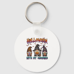 Halloween-Gnome Drei Gnome Hexenhut Kürbis_1 Schlüsselanhänger