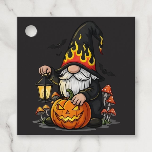 Halloween Gnome Favor Tags Geschenkanhänger (Vorderseite)