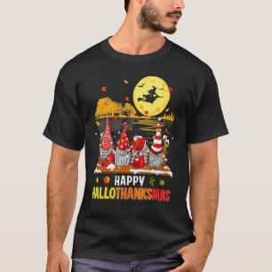 Halloween Gnome Frohes Hallodanksmas Erntedankfest T-Shirt