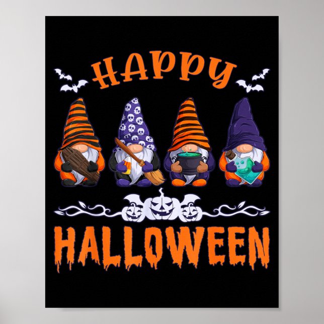 Halloween Gnome Frohes Halloween Poster (Vorne)