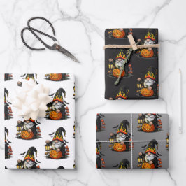 Halloween-Gnome-Geschenkpapier-Set mit 3 flachen B Geschenkpapier Set