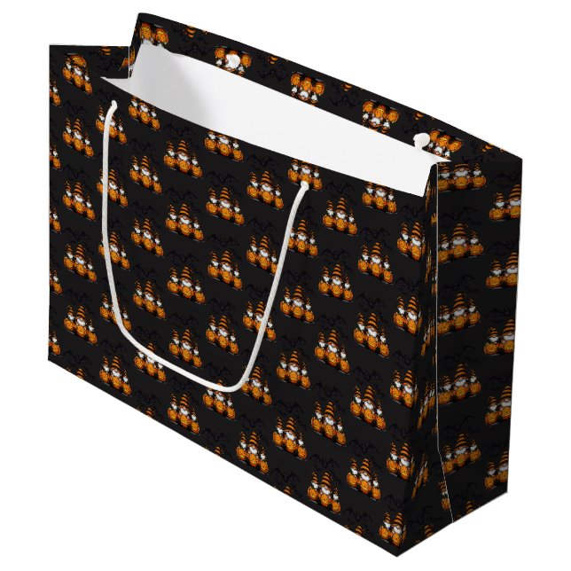 Halloween-Gnome-Geschenktasche Große Geschenktüte (Vorderseite Schrägansicht)