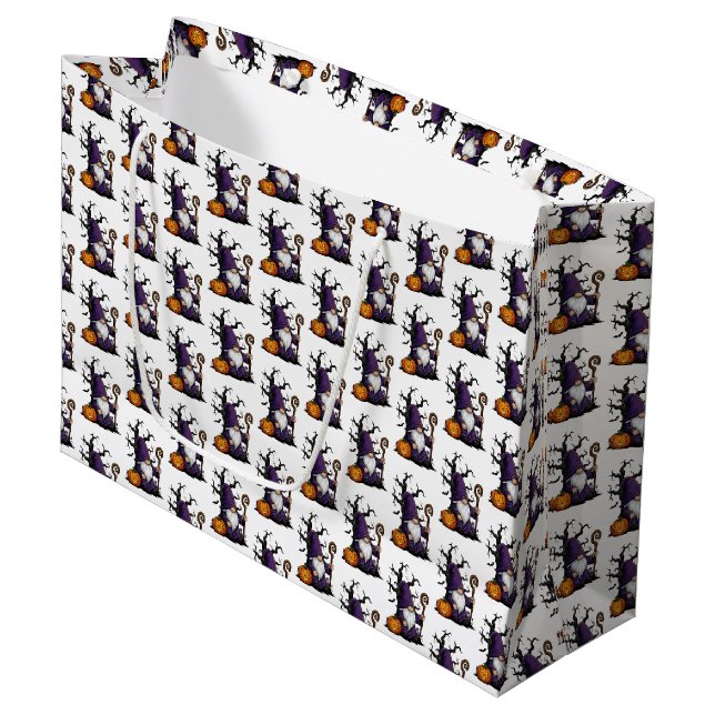 Halloween-Gnome-Geschenktasche Große Geschenktüte (Vorderseite Schrägansicht)