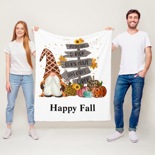 Halloween Gnome, Happy Fall, Kürbis, Hayrides Fleecedecke (Beispiel)