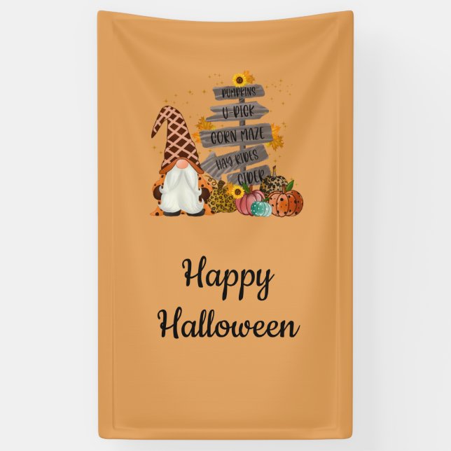 Halloween Gnome, Herbst, Kürbis, Halloween-Party Banner (Vertikal)