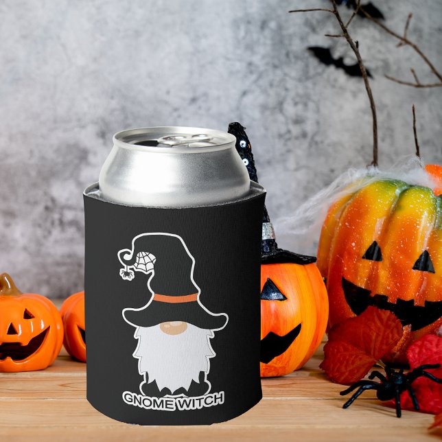 Halloween Gnome Hexenhühner Schwarzer Hut Dosenkühler (Wizard Pumpkin Witch Halloween Gnomes Can Cooler)