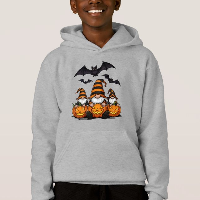 Halloween Gnome Kids Pullover Hoodie (Vorderseite)