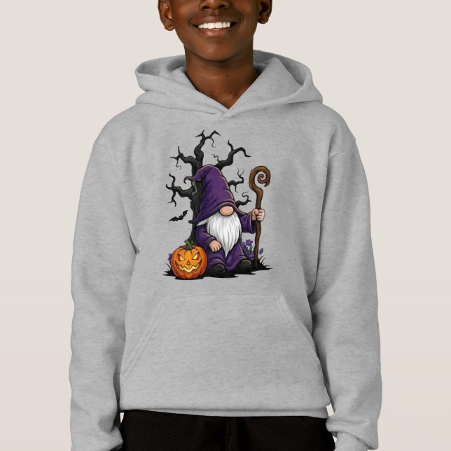 Halloween Gnome Kids Pullover Hoodie (Vorderseite)
