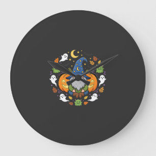 Halloween-Gnome Kürbis-Magie-Design Große Wanduhr