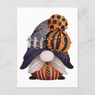 Halloween Gnome Lila & Orange Postkarte