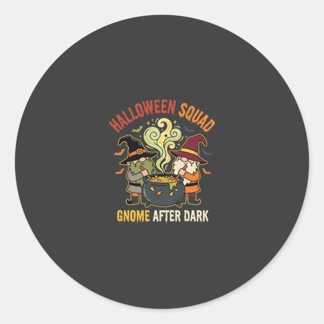 Halloween-Gnome-Midnight-Unfug Runder Aufkleber (Vorderseite)