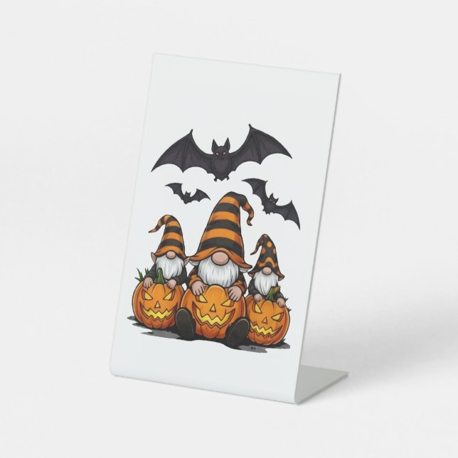 Halloween Gnome Pedestal Sign Sockelschild (Vorderseite)