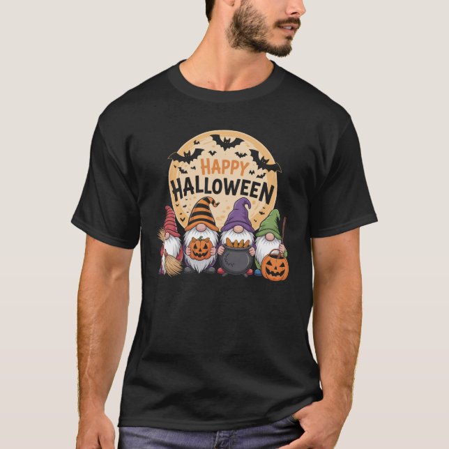 Halloween Gnome Spooky Garening T-Shirt (Vorderseite)