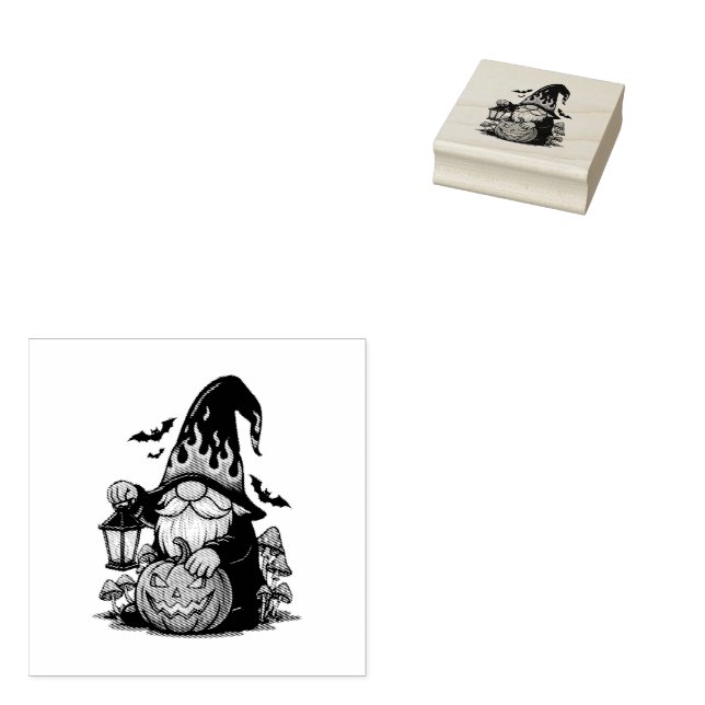Halloween Gnome Wood Art Stamp Gummistempel (Stempel)