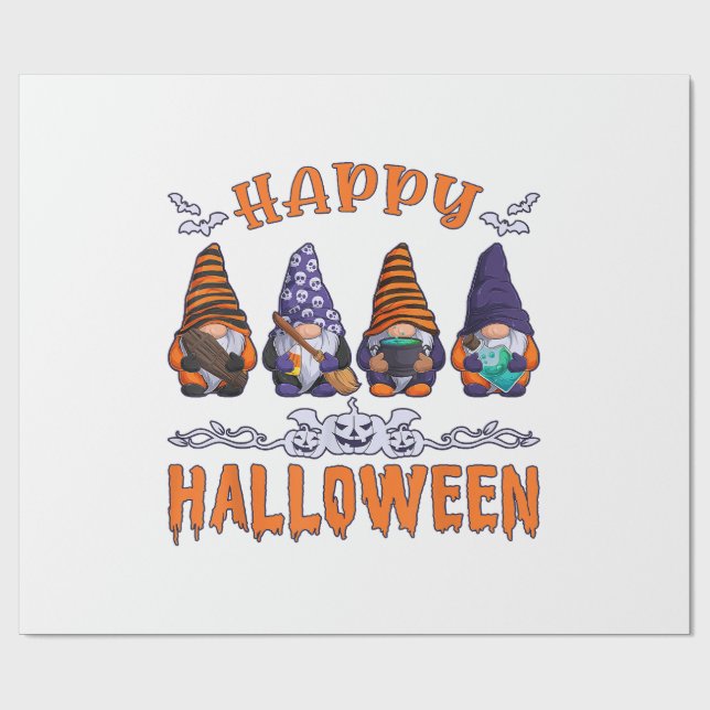 Halloween Gnomes Geschenkpapier (Flach)