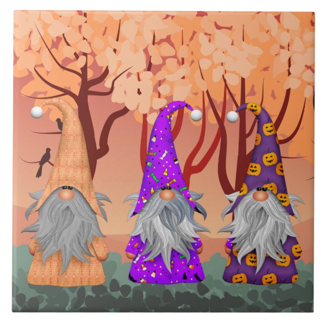 Halloween Gnomes Keramik Tile Fliese (Vorderseite)