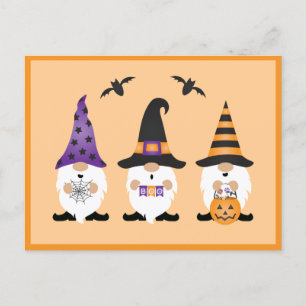 Halloween Gnomes Lila Orange Postkarte