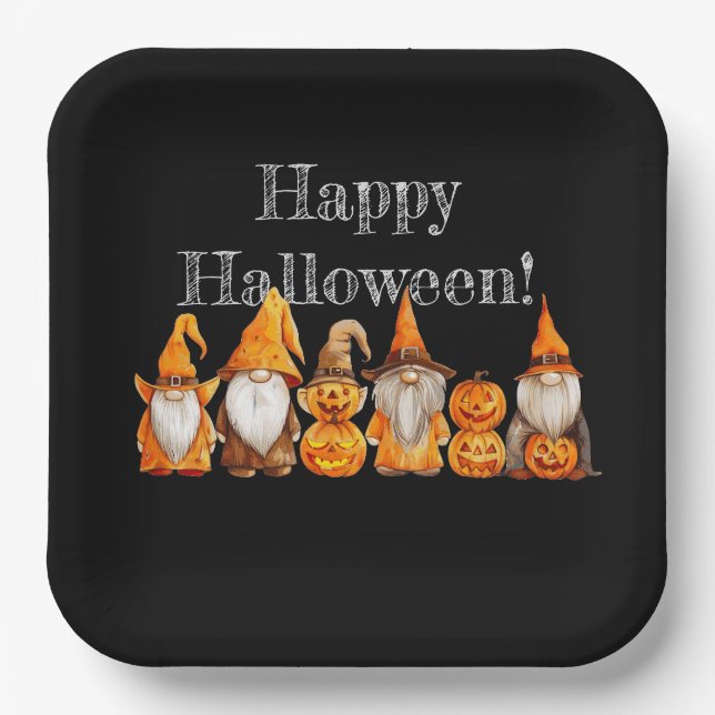 Halloween Gnomes Pappteller (Vorderseite)
