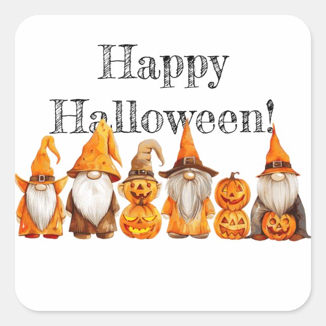 Halloween Gnomes Quadratischer Aufkleber (Vorderseite)