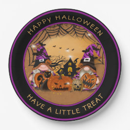 Halloween Gnones Pumpkins Spiderweb Spuk House Pappteller