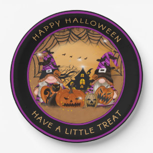 Halloween Gnones Pumpkins Spiderweb Spuk House Pappteller