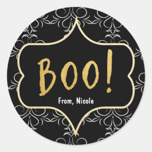 Halloween Gold BOO Schwarz-weißer Sticker