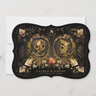 Halloween Gold Elegance Skeleton-Bracket zusammen  Einladung