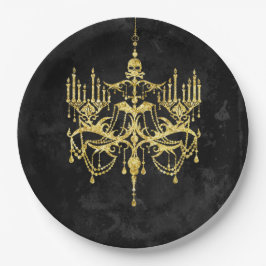 Halloween Gold Imitats-Glitzer Chandelier Pappteller