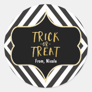 Halloween Gold TRICK ODER TREAT Moderner Chic Stic Runder Aufkleber