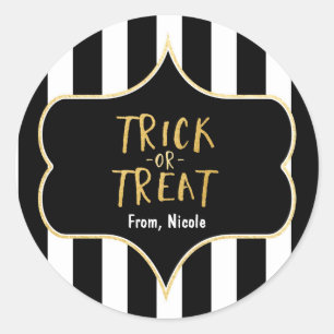 Halloween Gold TRICK ODER TREAT Strickkleber Runder Aufkleber