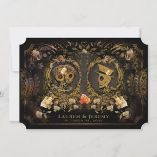 Halloween Golden Elegance Skelette zusammen mit Einladung