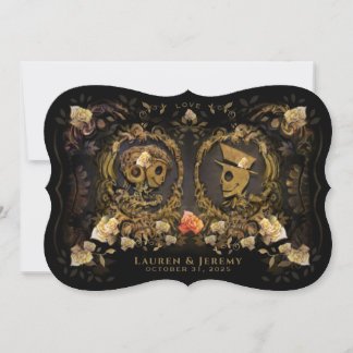 Halloween Golden Elegance Skelettklammer Einladung