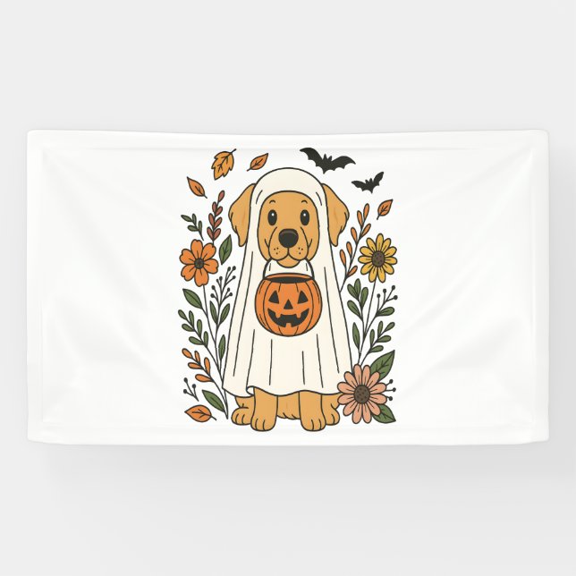 Halloween Golden Retriever Blume Banner (Horizontal)