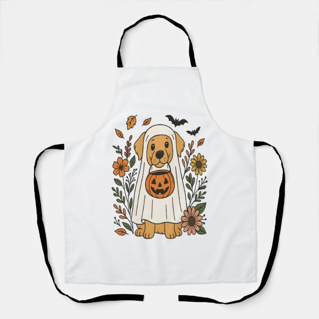 Halloween Golden Retriever Blume Schürze (Vorderseite)