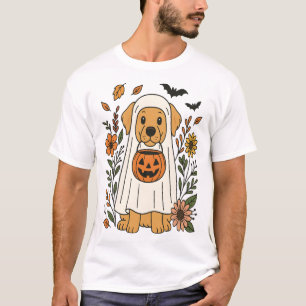Halloween Golden Retriever Blumen T-Shirt