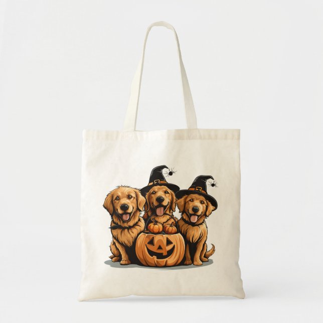 Halloween Golden Retriever Dogs Jack O Lantern Tragetasche (Vorne)